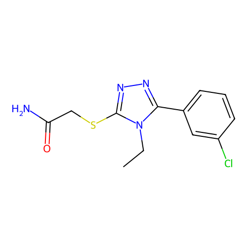 2-[[5-(3-Chlorophenyl)-4-ethyl-1,2,4-triazol-3-yl]sulfanyl]acetamide structure