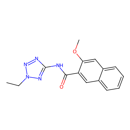 N-(2-ethyltetrazol-5-yl)-3-methoxynaphthalene-2-carboxamide structure