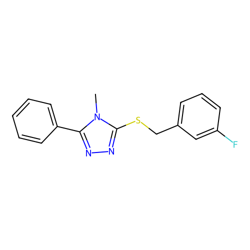 3-[(3-Fluorophenyl)methylthio]-4-methyl-5-phenyl-1,2,4-triazole structure