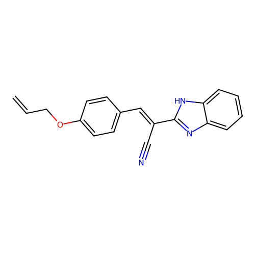 (E)-2-(1H-benzimidazol-2-yl)-3-(4-prop-2-enoxyphenyl)prop-2-enenitrile structure