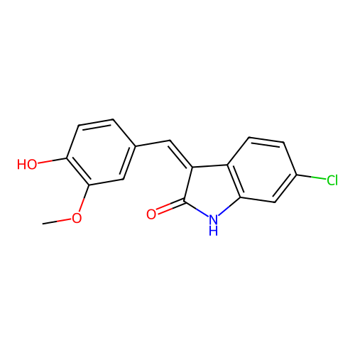 (Z)-6-chloro-3-(4-hydroxy-3-methoxybenzylidene)indolin-2-one structure