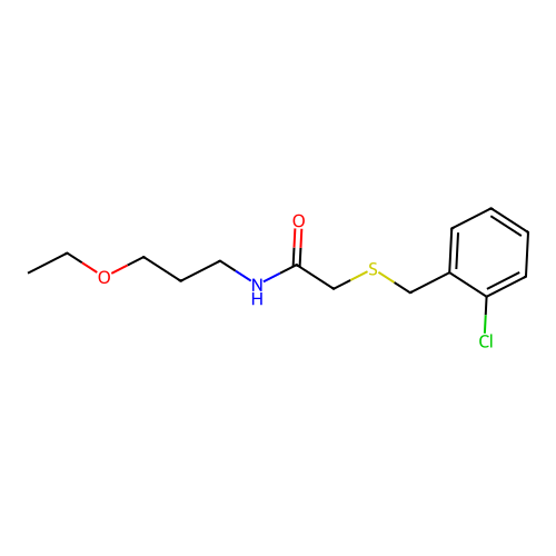 2-[(2-chlorobenzyl)sulfanyl]-N-(3-ethoxypropyl)acetamide structure