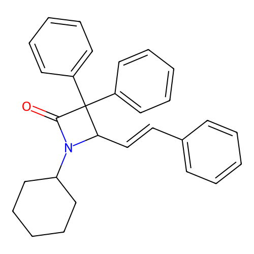 2-Azetidinone,1-cyclohexyl-3,3-diphenyl-4-(2-phenylethenyl)- structure