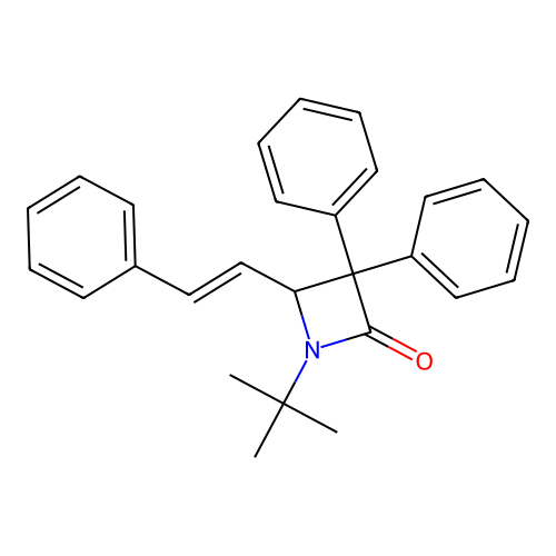 3,3-Diphenyl-4-(2-phenylethenyl)-1-tert-butyl-azetidin-2-one structure