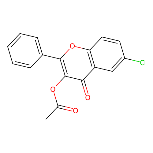 6-chloro-4-oxo-2-phenyl-4H-chromen-3-yl acetate structure