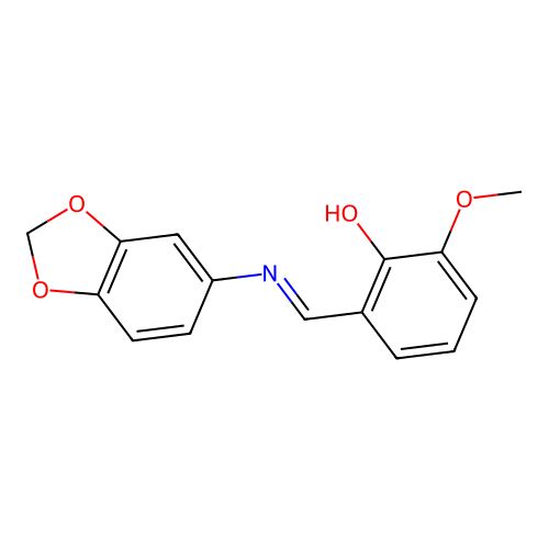 2-[(E)-(1,3-benzodioxol-5-ylimino)methyl]-6-methoxyphenol structure