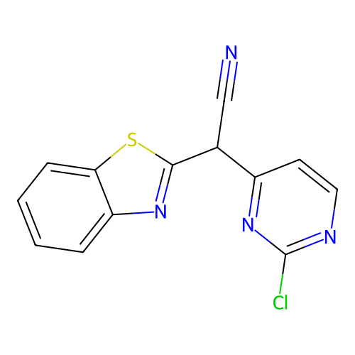 2-(Benzo[d]thiazol-2-yl)-2-(2-chloropyrimidin-4-yl)acetonitrile structure
