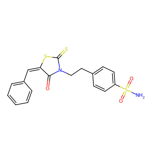 (E)-4-(2-(5-benzylidene-4-oxo-2-thioxothiazolidin-3-yl)ethyl)benzenesulfonamide structure
