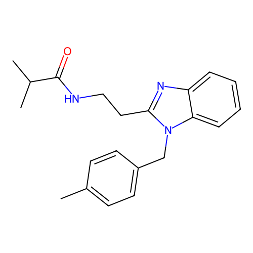 2-methyl-N-(2-{1-[(4-methylphenyl)methyl]benzimidazol-2-yl}ethyl)propanamide structure