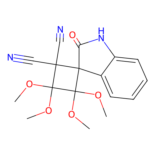 3',3',4',4'-tetramethoxy-2-oxospiro[1H-indole-3,2'-cyclobutane]-1',1'-dicarbonitrile structure