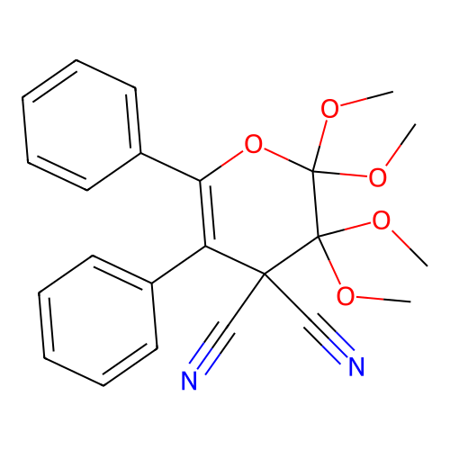 2,2,3,3-Tetramethoxy-5,6-diphenyl-2,3-dihydro-4H-pyran-4,4-dicarbonitrile structure