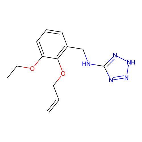 N-[2-(allyloxy)-3-ethoxybenzyl]-N-(2H-tetraazol-5-yl)amine structure