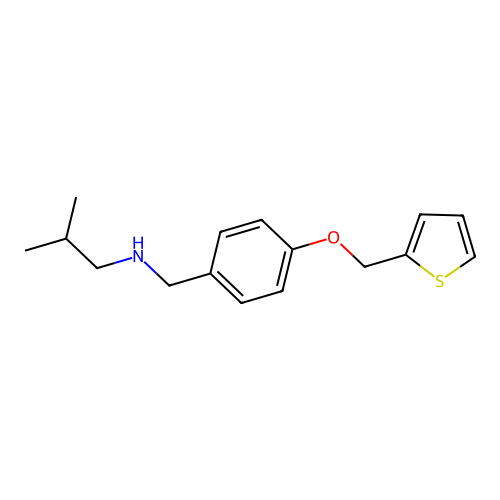 2-methyl-N-[4-(thiophen-2-ylmethoxy)benzyl]propan-1-amine structure