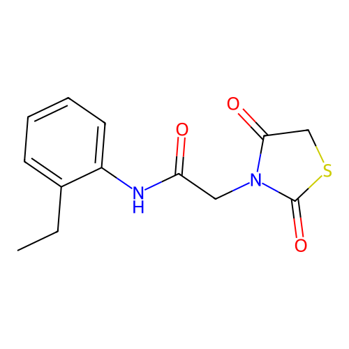 2-(2,4-dioxo-1,3-thiazolidin-3-yl)-N-(2-ethylphenyl)acetamide structure