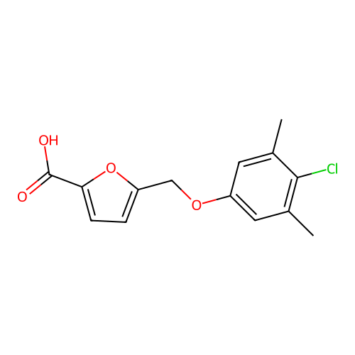 5-[(4-Chloro-3,5-dimethylphenoxy)methyl]furan-2-carboxylic acid structure