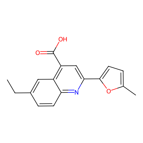 6-Ethyl-2-(5-methyl-2-furyl)quinoline-4-carboxylic acid structure
