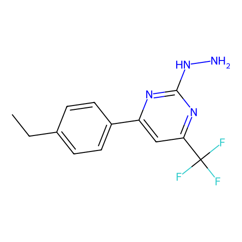 4-(4-Ethylphenyl)-2-hydrazino-6-(trifluoromethyl)-pyrimidine structure