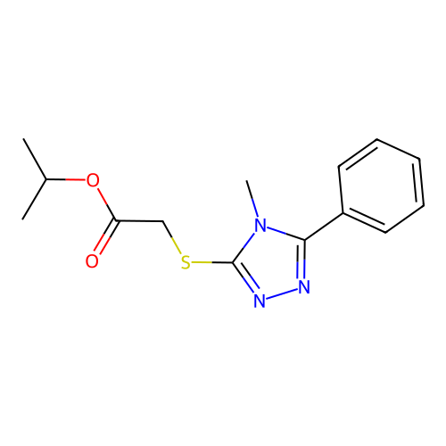 propan-2-yl [(4-methyl-5-phenyl-4H-1,2,4-triazol-3-yl)sulfanyl]acetate structure