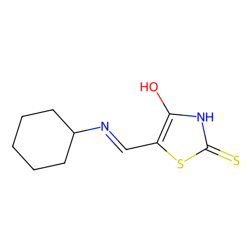(5E)-5-[(Cyclohexylamino)methylidene]-2-sulfanylidene-1,3-thiazolidin-4-one structure