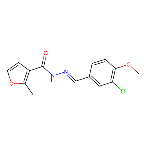 2-Methyl-3-furancarboxylic acid 2-[(3-chloro-4-methoxyphenyl)methylene]hydrazide structure