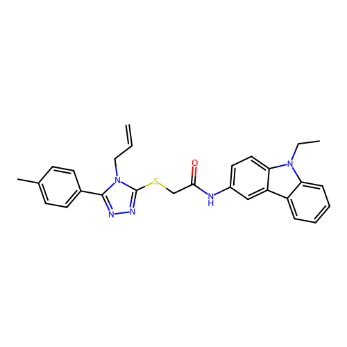 N-(9-ethyl-9H-carbazol-3-yl)-2-{[5-(4-methylphenyl)-4-(prop-2-en-1-yl)-4H-1,2,4-triazol-3-yl]sulfanyl}acetamide structure
