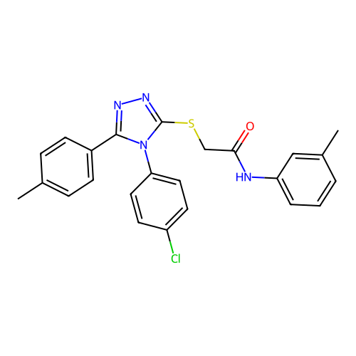 2-[[4-(4-chlorophenyl)-5-(4-methylphenyl)-1,2,4-triazol-3-yl]sulfanyl]-N-(3-methylphenyl)acetamide structure