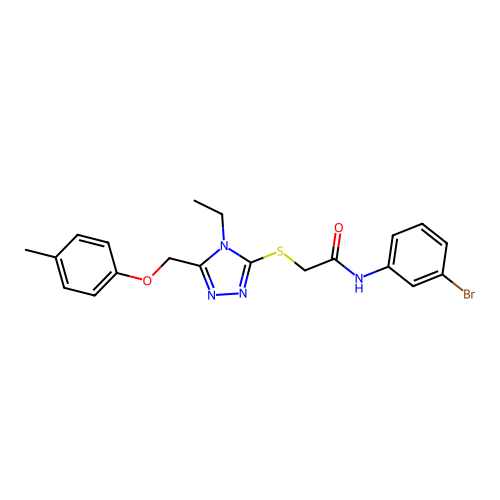N-(3-bromophenyl)-2-[[4-ethyl-5-[(4-methylphenoxy)methyl]-1,2,4-triazol-3-yl]sulfanyl]acetamide structure