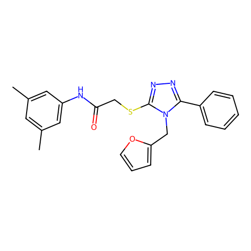 N-(3,5-dimethylphenyl)-2-{[4-(furan-2-ylmethyl)-5-phenyl-4H-1,2,4-triazol-3-yl]sulfanyl}acetamide structure