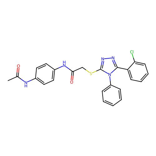 2-{[5-(2-chlorophenyl)-4-phenyl-4H-1,2,4-triazol-3-yl]sulfanyl}-N-(4-acetamidophenyl)acetamide structure