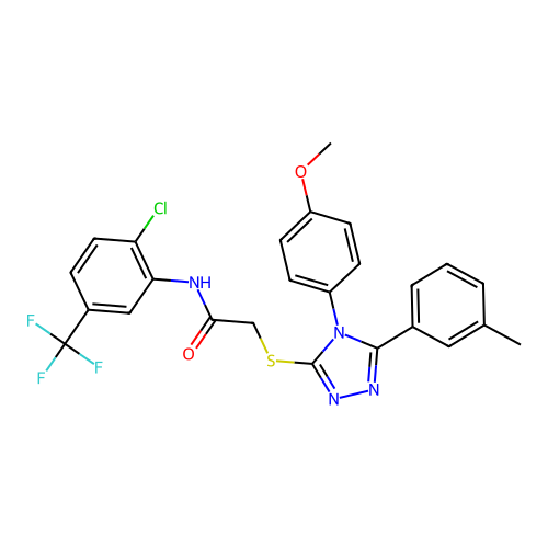 N-[2-chloro-5-(trifluoromethyl)phenyl]-2-{[4-(4-methoxyphenyl)-5-(3-methylphenyl)-4H-1,2,4-triazol-3-yl]sulfanyl}acetamide structure