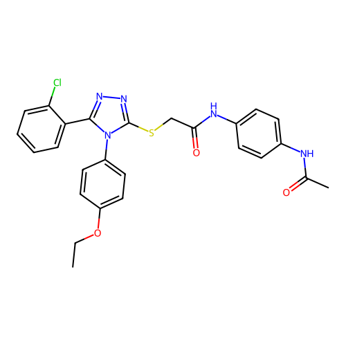 2-{[5-(2-chlorophenyl)-4-(4-ethoxyphenyl)-4H-1,2,4-triazol-3-yl]sulfanyl}-N-(4-acetamidophenyl)acetamide structure