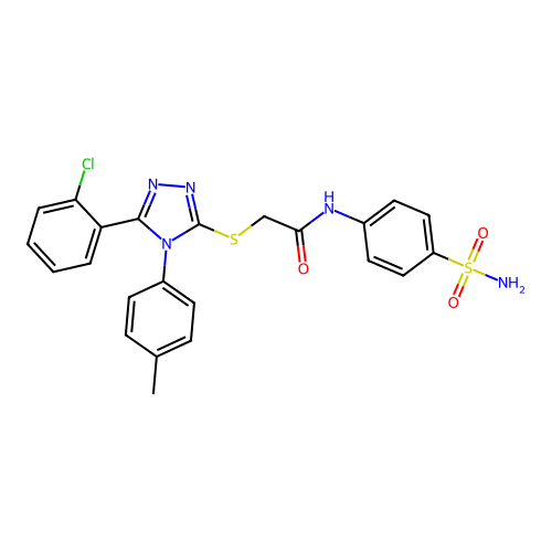 2-{[5-(2-chlorophenyl)-4-(4-methylphenyl)-4H-1,2,4-triazol-3-yl]sulfanyl}-N-(4-sulfamoylphenyl)acetamide structure