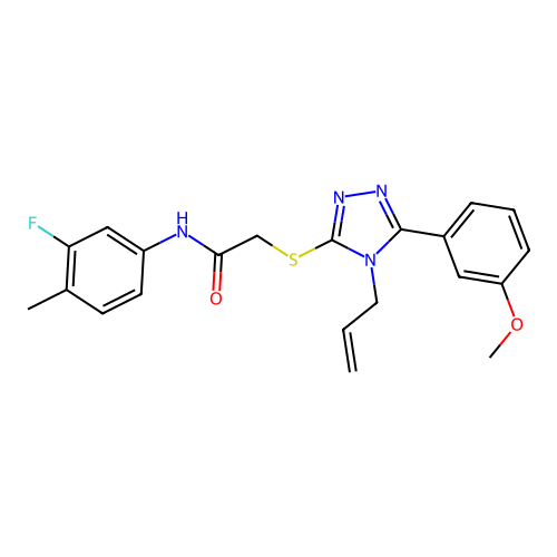 N-(3-fluoro-4-methylphenyl)-2-{[5-(3-methoxyphenyl)-4-(prop-2-en-1-yl)-4H-1,2,4-triazol-3-yl]sulfanyl}acetamide structure