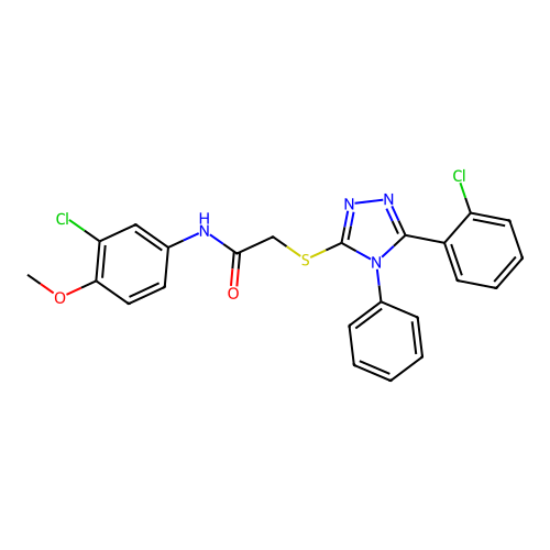 N-(3-chloro-4-methoxyphenyl)-2-{[5-(2-chlorophenyl)-4-phenyl-4H-1,2,4-triazol-3-yl]sulfanyl}acetamide structure