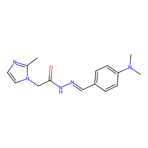 (E)-N'-(4-(dimethylamino)benzylidene)-2-(2-methyl-1H-imidazol-1-yl)acetohydrazide structure