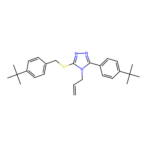 4-allyl-3-((4-(tert-butyl)benzyl)thio)-5-(4-(tert-butyl)phenyl)-4H-1,2,4-triazole structure