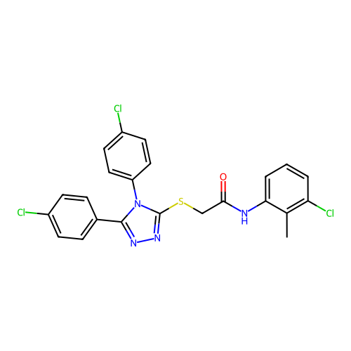 2-{[4,5-bis(4-chlorophenyl)-4H-1,2,4-triazol-3-yl]sulfanyl}-N-(3-chloro-2-methylphenyl)acetamide structure