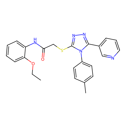 N-(2-ethoxyphenyl)-2-[[4-(4-methylphenyl)-5-pyridin-3-yl-1,2,4-triazol-3-yl]sulfanyl]acetamide structure