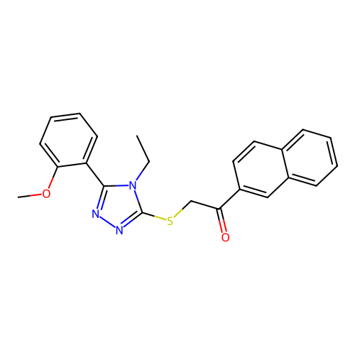 2-((4-ethyl-5-(2-methoxyphenyl)-4H-1,2,4-triazol-3-yl)thio)-1-(naphthalen-2-yl)ethanone structure