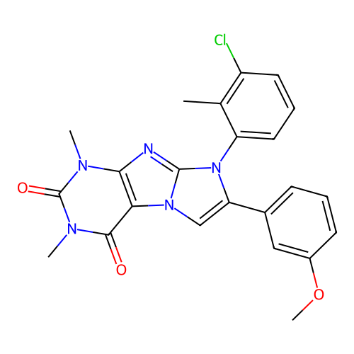 8-(3-chloro-2-methylphenyl)-7-(3-methoxyphenyl)-1,3-dimethyl-1H-imidazo[2,1-f]purine-2,4(3H,8H)-dione structure