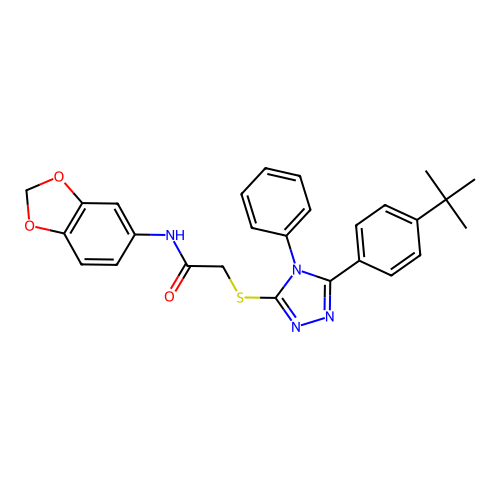 N-(1,3-benzodioxol-5-yl)-2-[[5-(4-tert-butylphenyl)-4-phenyl-1,2,4-triazol-3-yl]sulfanyl]acetamide structure