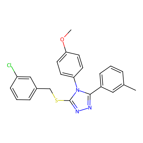 3-[(3-chlorophenyl)methylsulfanyl]-4-(4-methoxyphenyl)-5-(3-methylphenyl)-1,2,4-triazole structure
