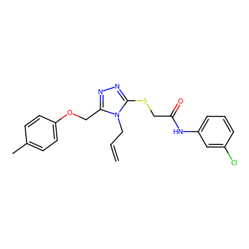 2-((4-allyl-5-((p-tolyloxy)methyl)-4H-1,2,4-triazol-3-yl)thio)-N-(3-chlorophenyl)acetamide structure