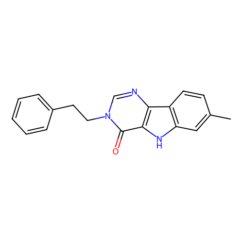 7-methyl-3-(2-phenylethyl)-3,5-dihydro-4H-pyrimido[5,4-b]indol-4-one structure