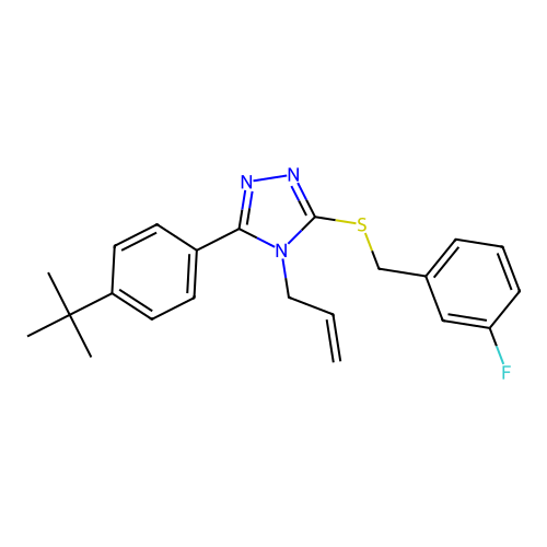 3-(4-tert-butylphenyl)-5-[(3-fluorophenyl)methylsulfanyl]-4-prop-2-enyl-1,2,4-triazole structure