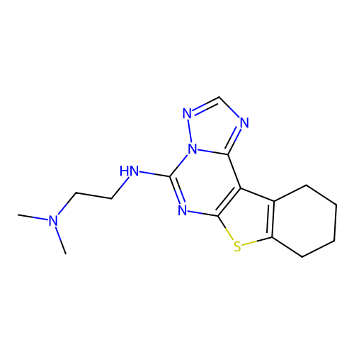 N,N-dimethyl-N'-(8,9,10,11-tetrahydro[1]benzothieno[3,2-e][1,2,4]triazolo[1,5-c]pyrimidin-5-yl)ethane-1,2-diamine structure