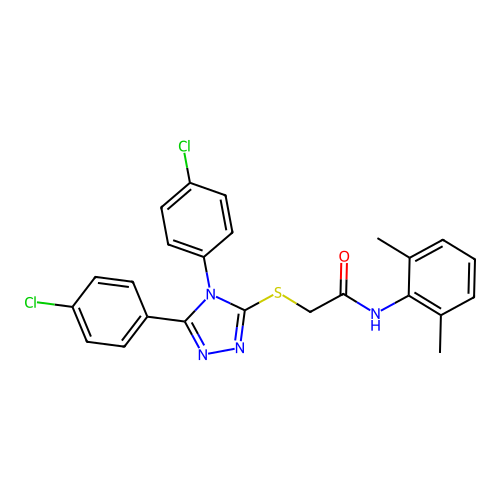 2-[[4,5-bis(4-chlorophenyl)-1,2,4-triazol-3-yl]sulfanyl]-N-(2,6-dimethylphenyl)acetamide structure