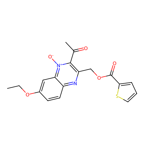 (3-Acetyl-6-ethoxy-4-oxidoquinoxalin-4-ium-2-yl)methyl thiophene-2-carboxylate structure