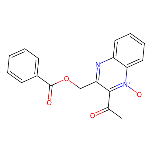 2-Acetyl-3-((benzoyloxy)methyl)quinoxaline 1-oxide structure