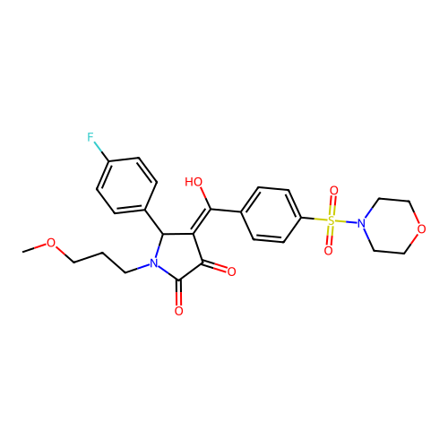 (4E)-5-(4-fluorophenyl)-4-[hydroxy-(4-morpholin-4-ylsulfonylphenyl)methylidene]-1-(3-methoxypropyl)pyrrolidine-2,3-dione structure